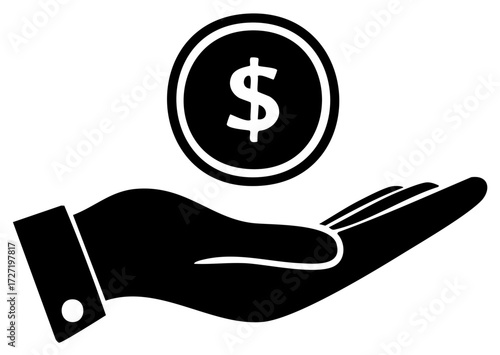 Hand Holding Coin Featuring US Dollar Symbol for Business Finance
