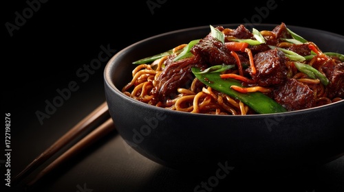 Beef stir fry noodles dish
