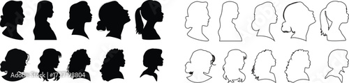 People line art Icon. Profile and people silhouette collection. User profile symbol. Group of people or group of users collection. Perfect can use in demographic, social media, and team concept.