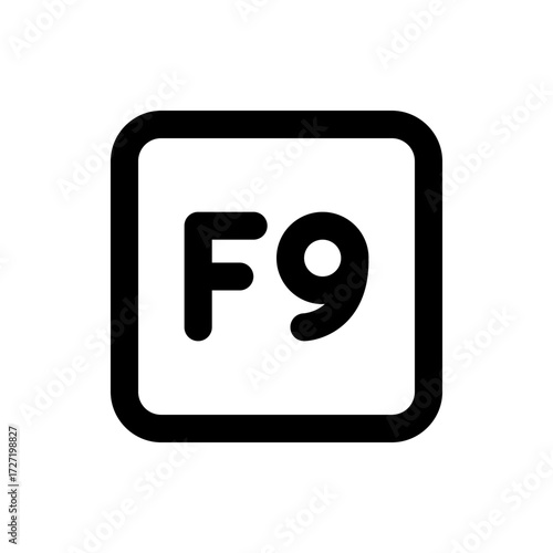 A simple graphic featuring the letters f and nine inside a rounded square with a thick black outline design