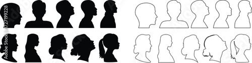 People line art Icon. Profile and people silhouette collection. User profile symbol. Group of people or group of users collection. Perfect can use in demographic, social media, and team concept.