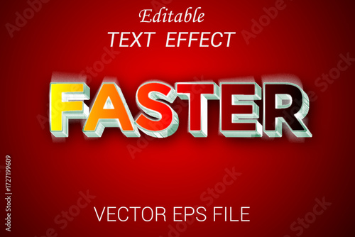 Faster 3D text effect Fully editable text effect with red background.