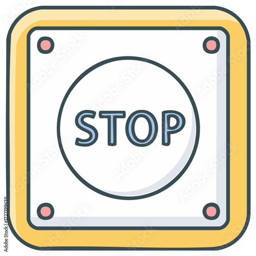 Square stop button icon illustration for emergency halt and safety concepts