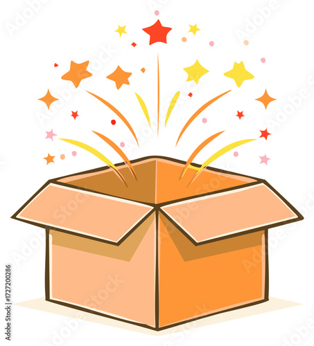 Gift box with exploding stars