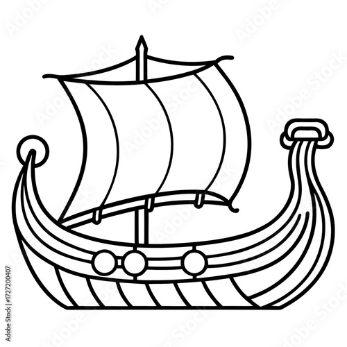 Viking Longship Line Vector