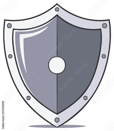 Stylized Gray Shield Illustration for Protection and Security Concepts