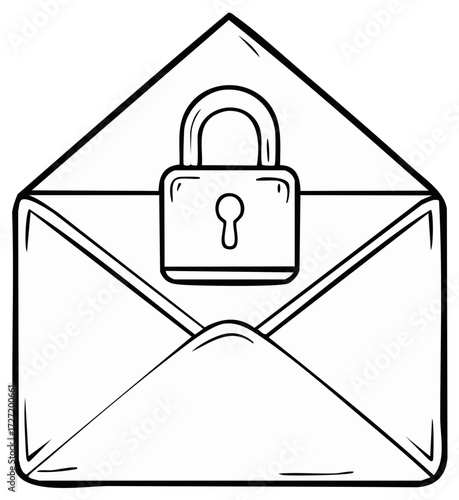 Protected Email Concept Shows Open Envelope with Padlock on Letter for Security and Privacy