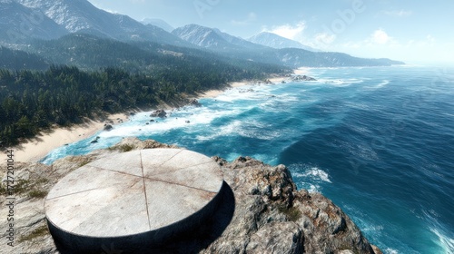 Coastal landscape with elevated platform