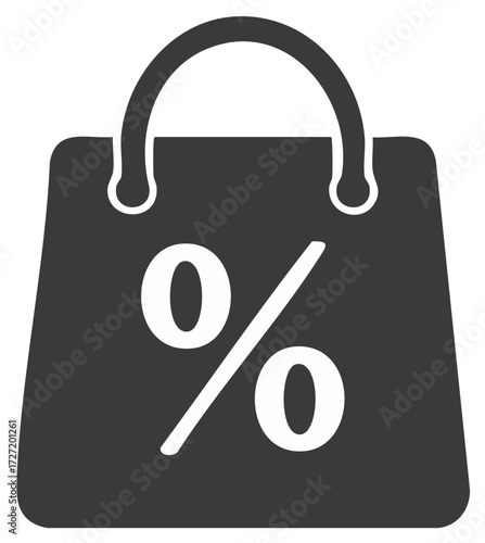 Shopping bag icon with percent symbol for sales and discounts