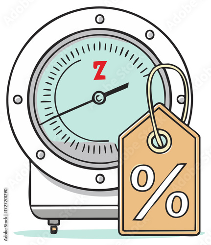 Scale with a Percentage Tag Illustration Zero Percent Discount