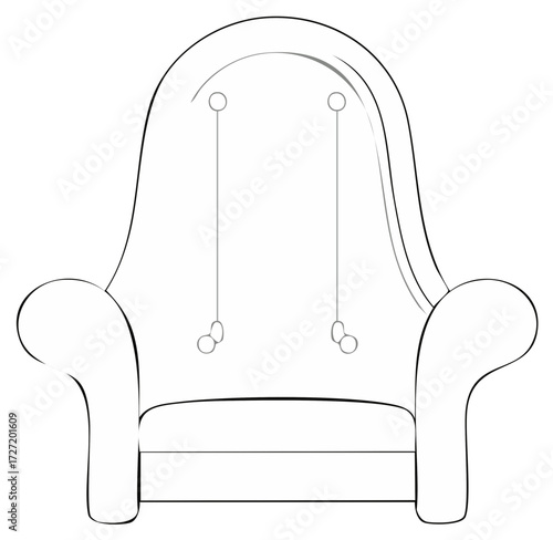 Armchair Outline Illustration with Details of Design