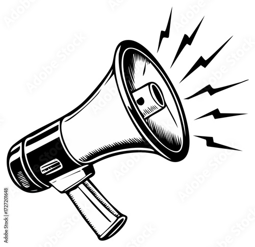 Vintage Megaphone with Sound Waves Illustration