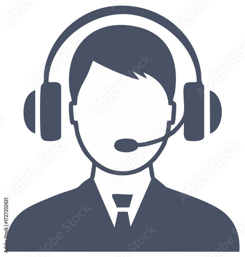 Customer Service Agent Icon in Gray Simple Vector Representation of a Technical Support Representative