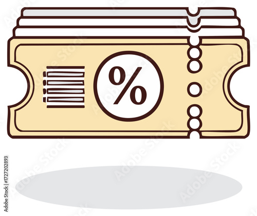 Stack of discount tickets or coupons with percentage sign for promotion event or retail sales campaign offer