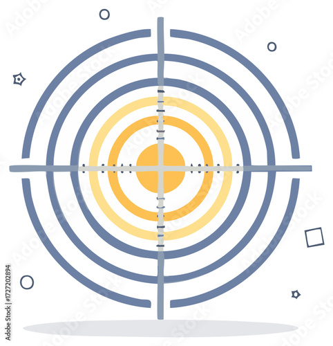Illustration of an archery target with concentric circles and a crosshair to aim at the center