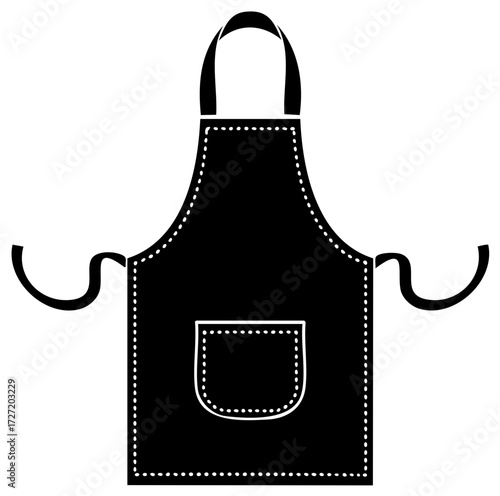 Black apron with pocket vector illustration. Cooking or cleaning apron design.