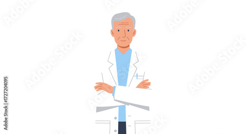 Experienced doctor with confident stance and kind eyes, perfect for medical campaigns, healthcare brochures, and building trust in senior care initiatives
