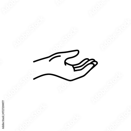 Open hand illustration, offering gesture, simple line art