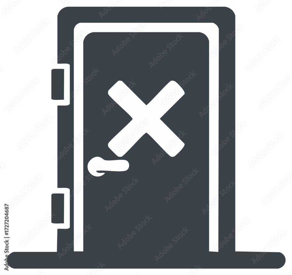 Fototapeta premium Doorway Closed Sign Symbolizes Restriction Prohibition and Inaccessible Entryway