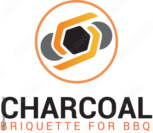 organic Charcoal logo design. Heating, interior, home and comfort, vector design and charcoal briquette for hookah.

