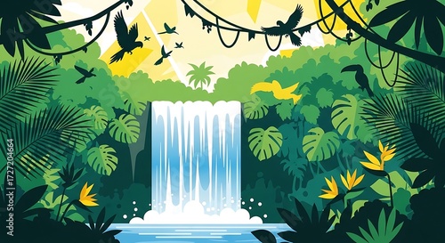Jungle Waterfall Scene. (24)
