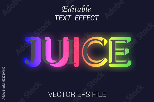 Editable text effect juice 3d style vector. Juice text effect Typography Design.