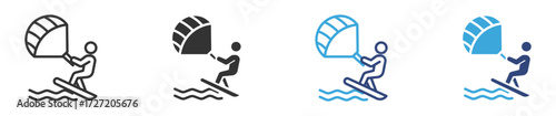 Kitesurf  icon set, vector illustration . 