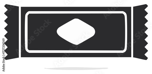 Wrapped Candy Bar with Diamond Center, Graphic Confectionery, Treat Packaging, Isolated Sweet Snack