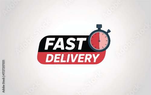 Fast Delivery Logo With Stopwatch Symbol And Bold Text timer