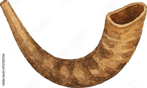 Vector watercolor painted illustration of an ashofar