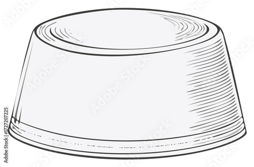 Illustration of a Short Round Container with a Lid and Linear Shading