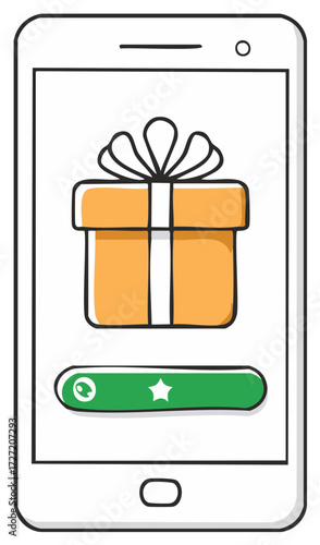 Digital gift or special offer on a mobile phone application screen illustration