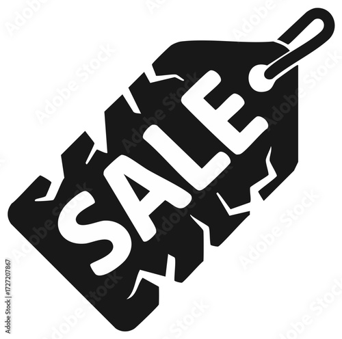 Cracked Sale Tag Announcement Vector Graphic Isolated Promotion
