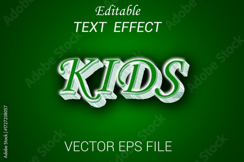 Editable text effect Kids 3d style vector. Kids text effect Typography Design.