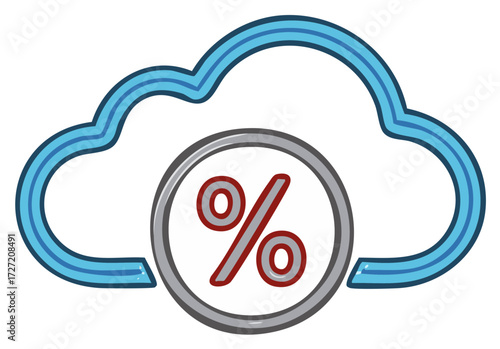 Cloud Storage with Percentage Discount Symbol, Sale Promotion Icon