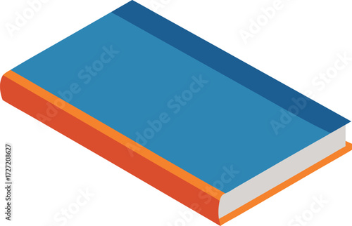 Scalable vector illustration of a closed blue book lying flat top view