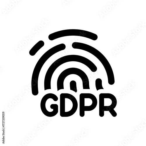 Gdpr symbol with fingerprint design representing data privacy and protection in a black and white illustration
