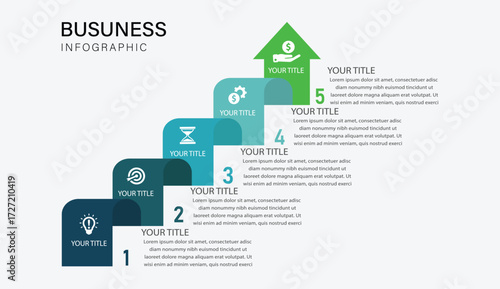 5-Step Business Infographic Template for Process Presentation and Strategy Planning
