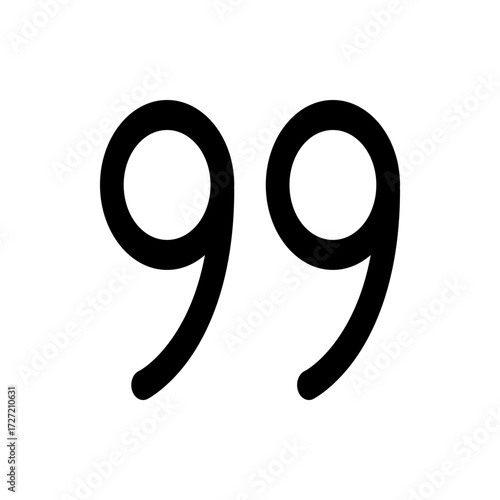 A simple black and white image displaying the number ninety nine in a clear and legible font style design
