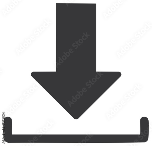 Download Icon Graphic Vector Illustration. Simple Symbol of Data Receiving or Downloading