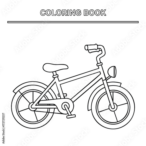 A detailed line drawing of a bicycle designed for a coloring activity, showcasing its unique features and style.