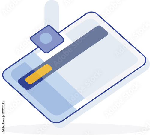 Floating id card mockup with transparent holder vector illustration for eps design