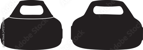 Two black kettlebell weights shown in a simple silhouette style