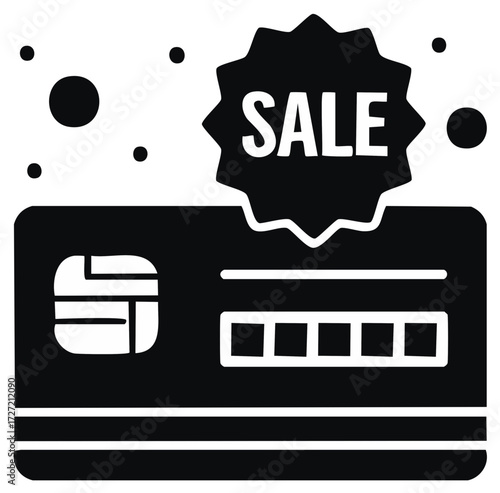 Credit Card Sale Icon for Shopping Promotions and Discount Offers