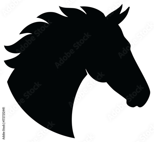 Elegant Horse Head Profile Silhouette Simple Black Graphic Illustration