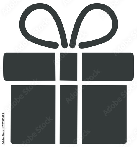 Stylized Gift Box Icon with Ribbon Bow Simple Celebration Present Symbol