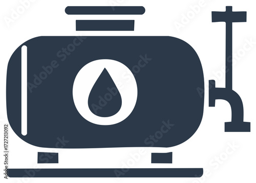 Oil Tank Icon Reservoir with Drop Symbol Container for Fuels Resource