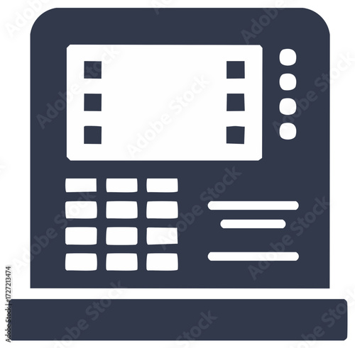 Dark Icon of an Automated Teller Machine or ATM Isolated on a Light Background