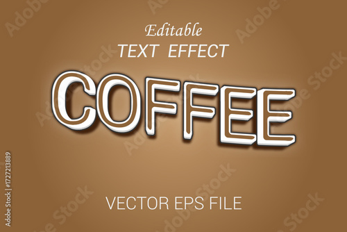 Editable text effect Coffee 3d style vector. Coffee text effect Typography Design.
