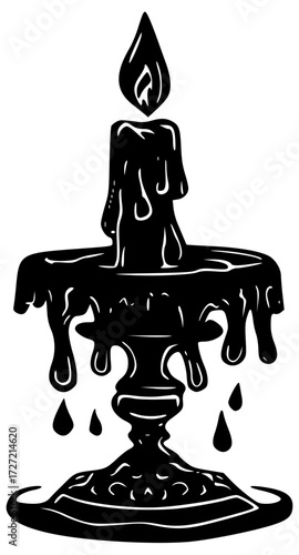 Vector illustration of black candle with candelabra